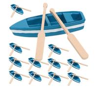 CIYODO 12 Sets Mini Blue Wooden Canoe Models with Oars Small Row Boats for Fairy Garden DIY Dollhouse Decor Rustic Nautical Home Ornaments Enhancing Coastal and Traditional Style