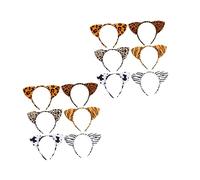 CIYODO 12pcs Animal Ear Headbands Leopard Tiger Zebra Cow Pattern Party Headdress Props for Adults and Stable Frame Costume Accessories