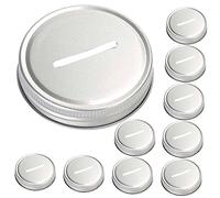CIYODO 12pcs Coin Slot Lids for Mason Jars Wide Mouth Jar Lids Reusable Tinplate Canning Caps for Money Saving Piggy Bank
