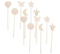 CIYODO 12pcs DIY Wooden Fairy Wands with Crowns Moons Stars and Hearts Unfinished Craft Sticks for Birthday Party Activities Creative Wooden Party Wand Replacement Parts for Crafting Fun