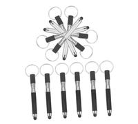 CIYODO 12pcs Mini Ballpoint Pen Key Rings with Screen Stylus Tip Portable Capacitive Touchscreen Pens Black and Silver Smooth Writing Keychain Tools for Tablets and Phones