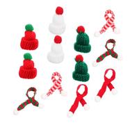 CIYODO 12pcs Mini Knitted Santa Hats and Scarves for Christmas Crafts DIY Winter Decorations Cozy Yarn Accessories for Bottle Caps Dolls Ornaments Holiday Projects