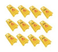 CIYODO 12pcs Miniature Dollhouse Caution Wet Floor Signs Sturdy Plastic Safety Warning for Pretend Play and Educational Use Portable Compact Design for Interactive Role Play and Safety