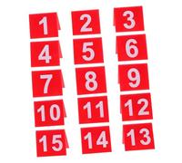 CIYODO 15pcs Acrylic Table Number Cards with White Numbers Red Base Thick Tent for Hotel Restaurant Wedding Seating Arrangement and Reserved Table Identification