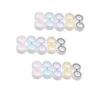 CIYODO 15pcs Portable Storage Box Dual Transparent Organizer Case Compact Lens Holder in Pink Yellow and Black for Travel and Daily Use