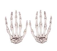 CIYODO 1pair Halloween Skeleton Hands, Fake Human Skeleton Bone Model Realistic Life Size Skull Bone for Halloween Zombie Party Terror Scary Props