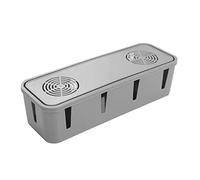 CIYODO 1Pc Cable Organizer Box Plastic Socket Storage Container for Power Cords and Data Cables Grey Use Keeps Wires Neat and Clean with Dust Cover