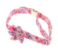 CIYODO 1Pc Dog Collar with Daisy Flower Pattern Decorative Pet Neck Tie with Sturdy Metal Buckle for Dogs Cats for Weddings Christmas and Everyday Use