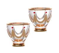 CIYODO 1set Luxury Middle East Style Glass Cups Hand Painted Crystal Cocktail and Sake Glasses with Thick Base for Stable Use Elegant Gold Accent Decorative Home Drinkware 2pcs