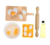 CIYODO 1Set Miniature Kitchen Tools Rolling Pin Cutting Board Egg Bowl Olive Oil Figurine Dollhouse Accessories for Pretend Play Creative Fun Safe Decorative Toys for Boy Girl