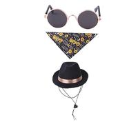 CIYODO 1set Pet Costume Accessories Hat Bandana and Cat Eye Glasses and Comfortable Dress up Props for Dogs and Cats for Parties and Photography