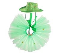 CIYODO 1Set Saint Patrick's Day Pet Costume Cute Dog and Cat Outfit with Shamrock Hat and Tutu Skirt for Parties and Cosplay Comfortable for Pets