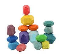 CIYODO 1Set Stone Shape Stacking Blocks Wooden Educational Building Blocks for Safe and Montessori for Hand Eye Coordination and Logical Thinking