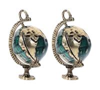 CIYODO 2 Pcs Alloy Globe Model Decoration Set Miniature Dollhouse Globe Ornament Home Decor for Living Room and Study