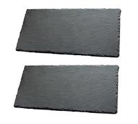CIYODO 2 Pcs Black Nonslip Sushi Display Plates Multipurpose Food Dishes for Steak Dessert Reusable Heat Resistant Serving Platters