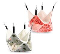 CIYODO 2 Pcs Double Layer Small Pet Cage Hammocks Strawberry Avocado 35cm x 35cm Hanging Accessories for Ferrets Rats and Hamsters