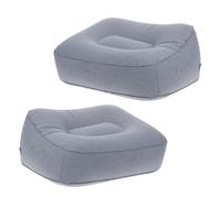 CIYODO 2 Pcs Inflatable Foot Rest Cushion Portable Flocking PVC Foot Massage Stool for Travel Outdoor Grey for Airplane Train Comfort Reduces Swelling Fatigue