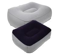 CIYODO 2 Pcs Inflatable Foot Rest Pillow for Travel Comfortable PVC Flocking Cushion for Legs Easy Inflate Deflate Grey Blue Grey for Airplane Train Camping and Home Use
