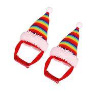 CIYODO 2 Pcs Pet Cosplay Costume Rainbow Hats for Animals Plush Headdress for Christmas Comfortable Decorative Cap for Guinea and Hamster