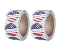 CIYODO 2 Rolls of 1000pcs Thank You Adhesive Decals with USA Flag Design, Round Paper Stickers 2.5cm for Veterans Day and Independence Day Decorations