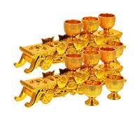 CIYODO 2 Set Vintage Style Gold Chalice for Worship Compact Plastic Wine Cups and Altar Set for Temple and Home Shrines Decorative Sacrificial Bowls for Religious Rituals and Ceremonies
