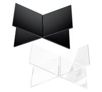 CIYODO 2 Sets Acrylic Book Holder Stand Clear and Black Shaped Design for Kitchen Recipe Display Ergonomic Reading Support Multipurpose Open Book Display Rack for Bibles Magazines