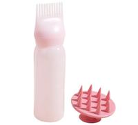 CIYODO 2 Sets Hair Color Root Comb Applicator Bottle with Scalp Massage Comb for Even Dyeing and Perming Easy One-hand Operation Pink Hairdressing Tool for Home Salon Use