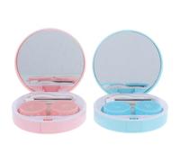 CIYODO 2 Sets Household Contacts Box Leak-Proof Plastic and Glass Contact Lens Case Convenient for Shopping and Business Trip Protecting Lens from Damage