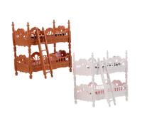 CIYODO 2 Sets Miniature Dollhouse Bunk Beds Brown White Stable Plastic Fabric Furniture Accessories for Dollhouse Bedroom Realistic Role Play for Enhances Spatial Planning and