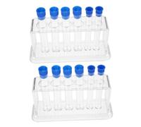 CIYODO 2 Sets Plastic Test Tube Rack with Caps Transparent Stable Stand for Laboratory Classroom Science Education and Research Experiments Random Color