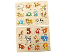 CIYODO 2 Sets Wooden Peg Puzzle Early Logic Educational Puzzle for Safe Grip Learning Developmental Enhance Hand Eye Coordination