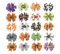 CIYODO 20Pcs Halloween Hair Bow Clips for Boy Girl Triple Shaped Grosgrain Ribbon Barrettes Festive Costume Accessories for Halloween Parties and Cosplay