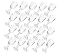CIYODO 20Pcs Miniature Red Wine Glasses Doll Accessories Transparent Square Base High Stem Cups for Kitchen Dollhouse Decorations
