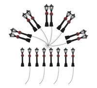CIYODO 20pcs Miniature Street Lights with LED and Wire, 8cm Black Artificial Lamp Models with Floral Wreaths, Mini House Accessories for Micro Landscape and Dollhouse Decoration