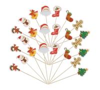 CIYODO 24 Pcs Christmas Style Disposable Fruit Picks and Cupcake Toppers Safe Utensils for Holiday Parties Festive Design for Easy Cleanup and Enjoyment