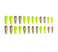 CIYODO 24pcs Leopard Fake Nails Long Plastic Press on Nails Assorted Color Not Easy to Break Long Serving Life Women False Art for Christmas Night Club