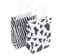 CIYODO 24Pcs Zebra and Cow Print Bags Paper Packaging for Candy and Food Storage Recyclable Party Favor Bags with Stylish Animal Patterns for Shopping and Presents