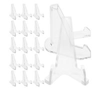 CIYODO 25pcs Clear Acrylic Coin Display Stands Large Easel Holders for Oversized Medals Cards Pocket Watches Transparent Riser Display Stands for Home Office Gallery