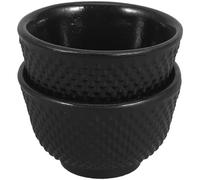 CIYODO 2pcs 35ml Cast Iron Kung Fu Tea Cups Retro Asian Style Chinese Tea Ceremony Cups Handleless Small Teacups Serving and