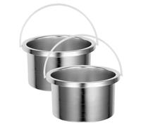 CIYODO 2pcs Aluminum Wax Warmer Replacement Pots for Wax Melting Stove Hardwearing Insert with Adjustable Temperature Control Uniform Heating Reusable Melting Bowl for Hair Removal