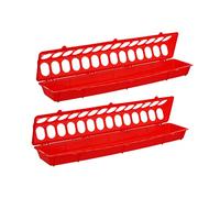 CIYODO 2pcs Anti-spatter Plastic Pigeon Feeding Troughs 500x125x80mm Red Sturdy Pigeon Cage Feeders for Outdoor Use