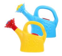 CIYODO 2pcs Beach Watering Can Thickened Mini Watering Cans with Spray Spout Bright Colors Easy Grip Handles for Outdoor Garden and Bath Water Play Random Color