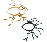 CIYODO 2pcs Bendable Medusa Hair Accessories Egyptian Headpiece for Women Authentic Deep Green and Earthy Golden Snake Crown Detailed Pharaoh Headdress for Halloween Costume Stage and