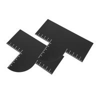 CIYODO 2pcs Black Plastic Barber Hairline Shaping Guide Cards with Measurement Indicators, Easy to Clean Multifunctional Hairline Stencil Tools for Home Grooming and Salon Use