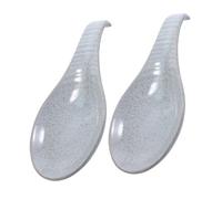 CIYODO 2pcs Blue Ceramic Spoon Holder Retro Spoon Rest for Kitchen Counter Large Utensil Holder for Stove Top Elegant Kitchen Decor