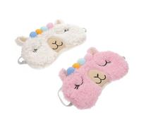 CIYODO 2Pcs Breathable Alpaca Sleep Eye Masks Soft Cashmere Travel Blindfolds for Women Comfortable Light Blocking Covers