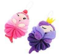 CIYODO 2Pcs Cartoon Bathing Balls Body Scrubber Soft PE Mesh Shower Loofah for Wash Lightweight Portable Fun Bathroom Supplies with Mermaid and
