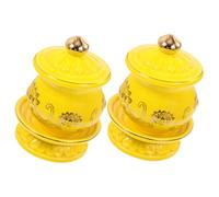 CIYODO 2pcs Ceramic Lotus Offering Cups for Buddhist Water Worship White Holy Water Bowls for Temple Altar Smooth Polished Surface Spiritual Sacrifice Vessels for Home and Meditation