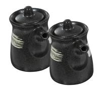 CIYODO 2Pcs Ceramic Soy Sauce Container Vinegar Dispenser Pot for Kitchen Household Use Stylish Condiment Bottle Capacity