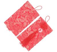 CIYODO 2pcs Chinese Dragon Pattern Satin Brocade Wedding Red Envelopes Jade Knot, Large Traditional Lucky Money Packets for Bridal and Lunar New Year